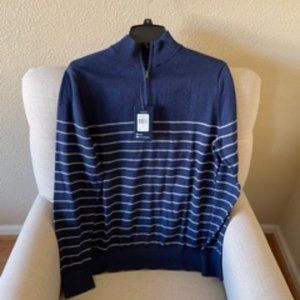 Men Chaps Classic-Fit Striped Quarter-Zip Sweater